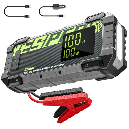 YESPER 3000A Jump Starter 12V Car Battery Jump Starter with 100W Two-Way Fast-Charging LED Display Portable Jumper Starter Battery Pack(10L Gas 8L Diesel Engine) 20000mAh Jump Box with Booster