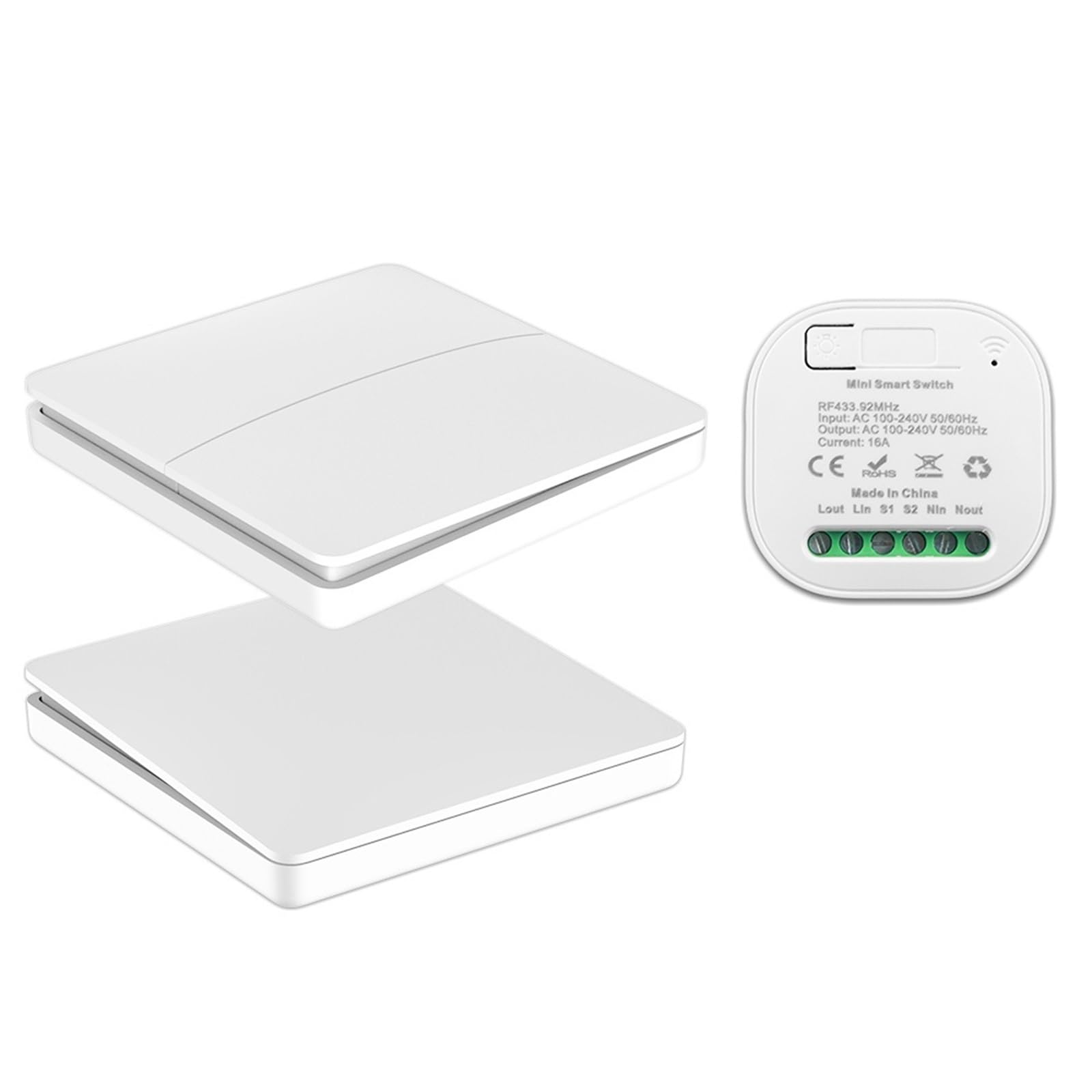 Interruptor de Pared inalámbrico Inteligente RF433Mhz, sin batería, Control Remoto autoalimentado, Panel de Interruptor de botón, Interruptor de luz Impermeable (Color : WiFi RF Receiver)