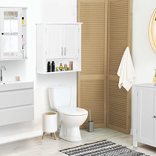 Super Deal Bathroom Wall Cabinet Over The Toilet, Medicine Cabinet With Two Doors And Three Shelves, White #TOP1