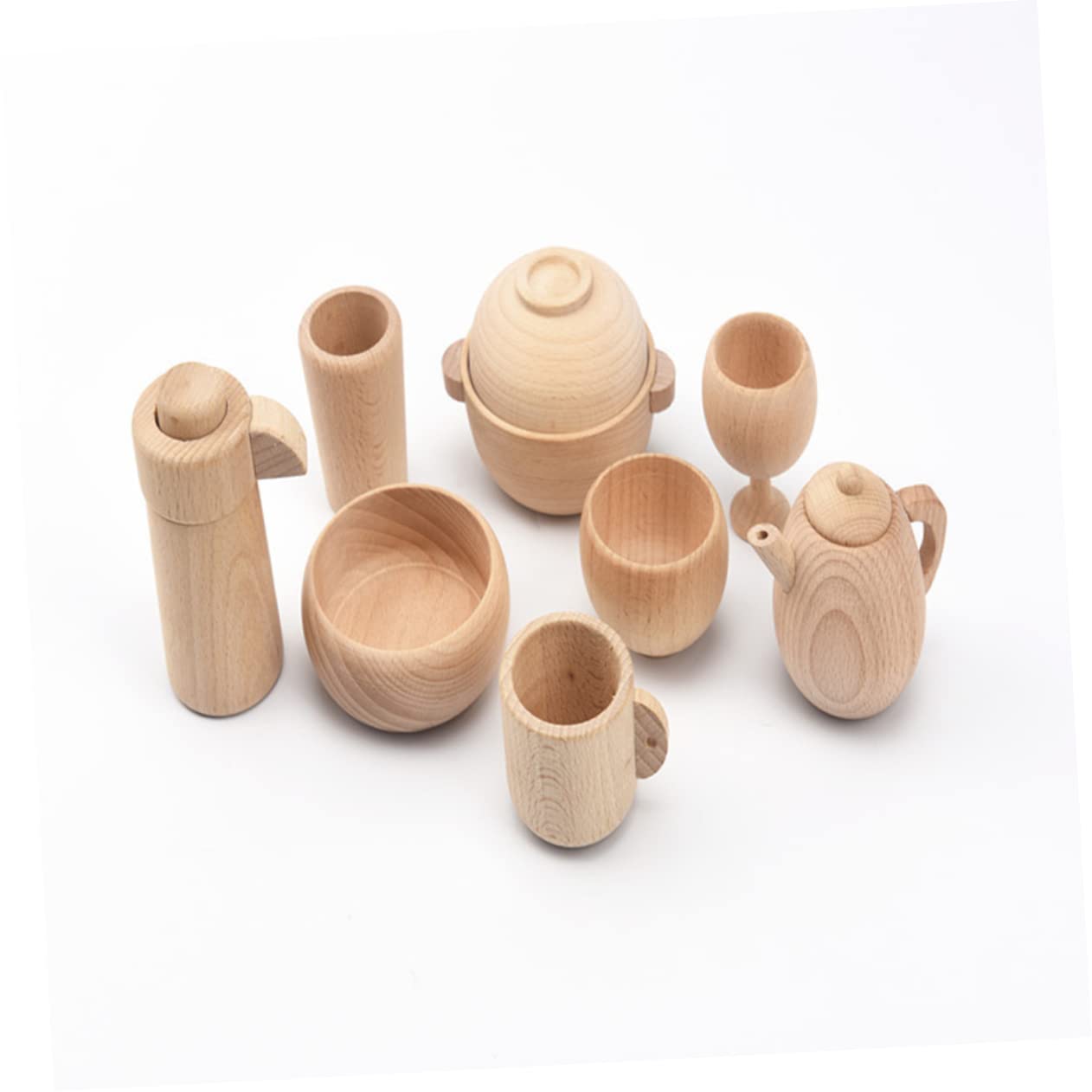 Vaguelly 1PC Solid Wood Simulation Tableware for Safe No Paint Small Kitchen Accessory Interactive Playhouse Tableware for Brain Development and Fun Activities