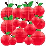 Renbuzhu 15Pcs Classroom Decor Red Apple-Shaped Paper Lanterns Back to School Decorations Hanging for First Day of School Teacher Aappreciate Week Fall Fruit Themed Party Home Decoration