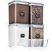 EXTRA LARGE WIDE & DEEP Food Storage Airtight Pantry Containers [Set of 4] 5.2L /176 oz + 4 Measuring Cup + 18 FREE Labels & Marker Ideal for Sugar, Flour, Baking Supplies - Clear Plastic - Leakproof