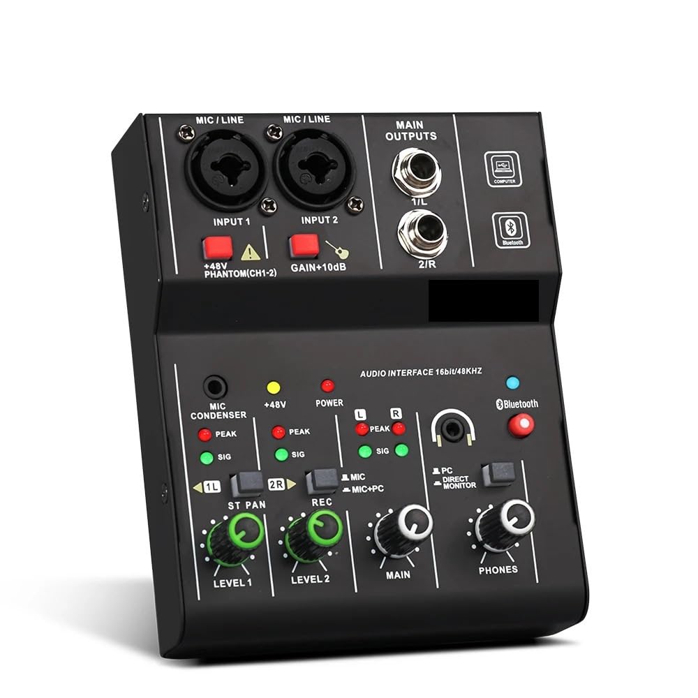 Kontroler DJ-ski, Interfejs konsoli miksującej Q2 Bluetooth USB Nagrywanie PC 48 V Zasilanie Phantom Efekt opóźnienia i powtarzania