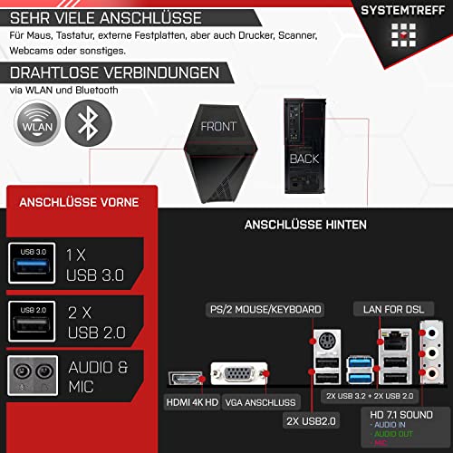 SYSTEMTREFF® Office Komplett PC Set Intel Core i7-10700KF 8x3.8GHz | Nvidia Geforce GT 710 2GB | 512GB M.2 NVMe + 1TB HDD | 8GB DDR4 RAM | Desktop Paket Computer Rechner für Büro Business Multimedia – Bild 5
