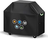 GardenCover 58 Inch Heavy Duty Waterproof Grill Cover for Weber Charbroil - UV Fade Resistant, Adjustable Straps, Black BBQ Cover