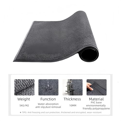 Image of BLADO Washable Door Mats Indoor & Outdoor - Non-Slippery Heavy Duty Doormats Indoor - Stylish & Large Rubber Door Mat - Perfect Dust Grabbing Outdoor & Indoor Door Mat (Anthracite, 50cm x 80cm)
