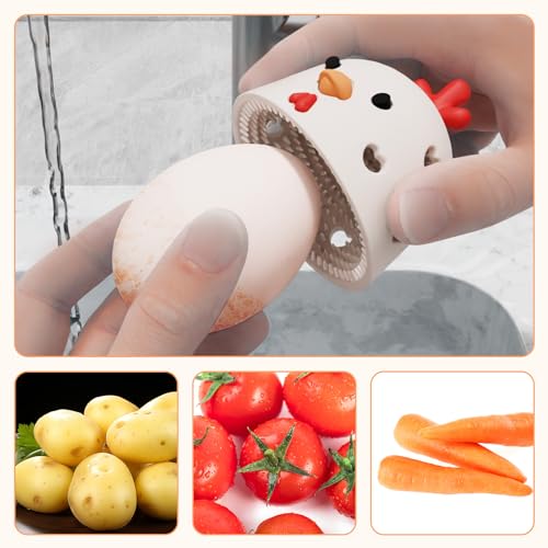 Tewodila Silicone Fresh Egg Brush Cleaner, Egg Washer for Fresh Eggs, Egg Cleaner for Fresh Eggs, Cleaning Tools for Egg Washer (White 1 Pcs)