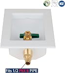 WHK Ice Maker Outlet Box Valve with PEX 1/2" Inlet,PEX Ice Maker Wall Box with 1/4 Turn Shut Off Valve to Connect PEX B Tubing(F1807) with Stainless Steel Hammer Arrestor