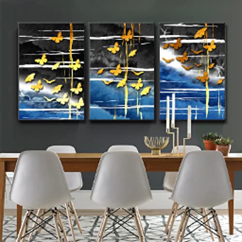Image sur Toile Papillon Bleu Or Idéale pour Peinture Murale Salon