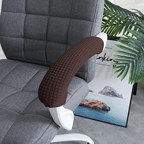 Image of FORCHEER Office Chair Armrest Cover Stretchable Water Resistant Spandex Stretch Jacquard Computer Office Chair Arm Pad Covers Chair Slipcover for Desk Chairs Arm 2P-Dark Brown