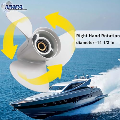 Image of VIF OEM Upgrade Aluminum Boat Propeller Compatible with Yamaha 150hp 175hp 200hp 220hp 225hp 250hp 300hp F150 F175 F200 F225 Outboard Engines,15 Tooth,Rh
