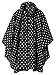 Summer Mae Regen Poncho Jacke Mantel für Erwachsene mit Kapuze wasserdicht mit Reißverschluss im Freien,Einheitsgröße,Schwarz Punkte