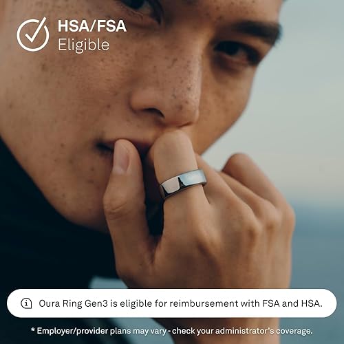 Miniatura 6 de Oura Ring Gen3 Horizon - Anillo inteligente, seguimiento del sueño, frecuencia cardíaca, rastreador de actividad física, 5-7 días de duración de la