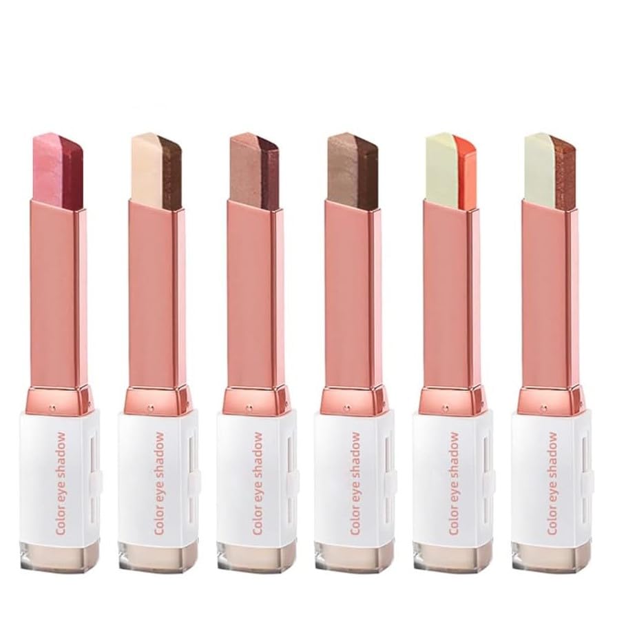 Sombra De Ojos En Barra Doble, Sombra De Ojos En Barra De 2 Colores, Barra De Sombra De Ojos Degradado, 6 Pcs Lápiz De Sombra De Ojos De Doble Color, Barra De Sombra De Ojos De Dos Colores
