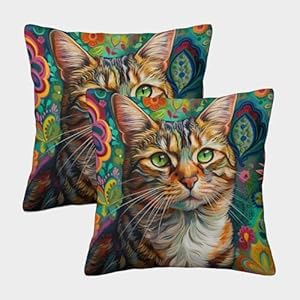 TIICZAAKL Katze Dekorative Kissenbezüge 2er Set