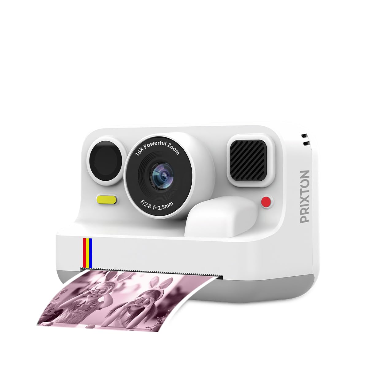 PRIXTON Appareil Photo Instantané pour Enfants Click&Go avec Imprimante, 48 MP, Vidéo Full HD 1080p, Zoom 16x, Écran 2,4”, Jeux, Cadres Amusants, 4 Rouleaux de Papier Inclus