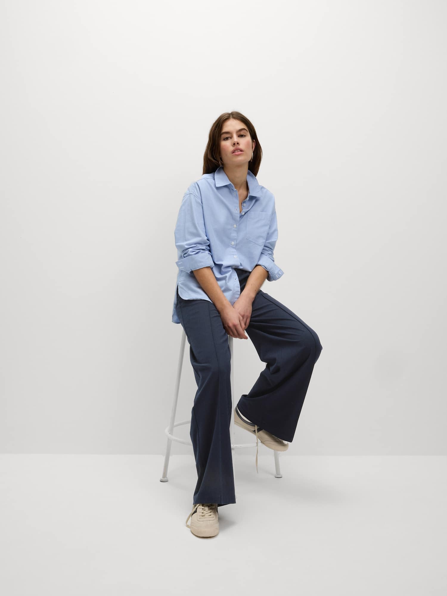 Marks & Spencer Donna a Gamba Larga Pantaloni – Vita Elasticizzata – con Tasche