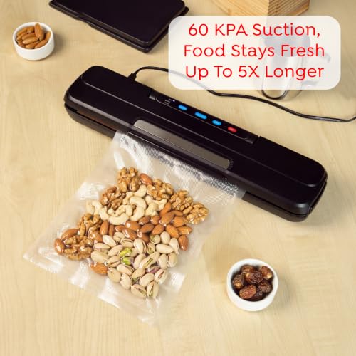 Image of Sipologie Vacuum Sealer Machine for Food | 60kPa Automatic Food Packing and Sealing Machine for Food Packets | 28cm Extended Seal | Wet and Dry Modes | 10 Vacuum Pouches | 1 Year Warranty
