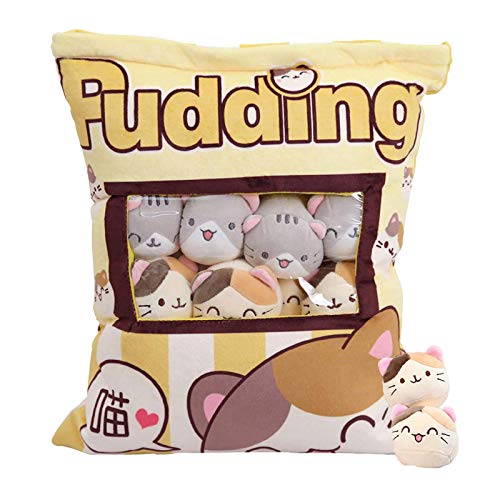 Ipeain Cat Plush Pillow Throw Pillow, Removable Kitten Stuffed Animal Doll Toy, Sofa Chair Decorative Pillow, Plush Cotton Stuffed Animals Pillow Gifts For Girls Kids (8 Cute Yellow Cat) #TOP1