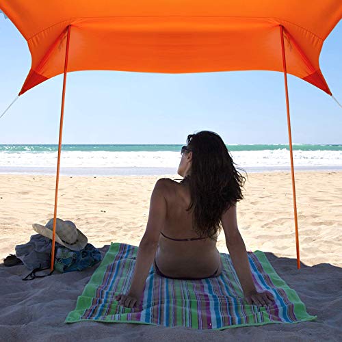 Bessport Beach Sun Shelter Upf 50+ Uv Protection & Water Resistant | With Ground Pegs And Stability Poles, 7×7Ft Size Pop Up Sunshade For Camping Trips, Fishing, Backyard Fun Or Picnics #TOP2