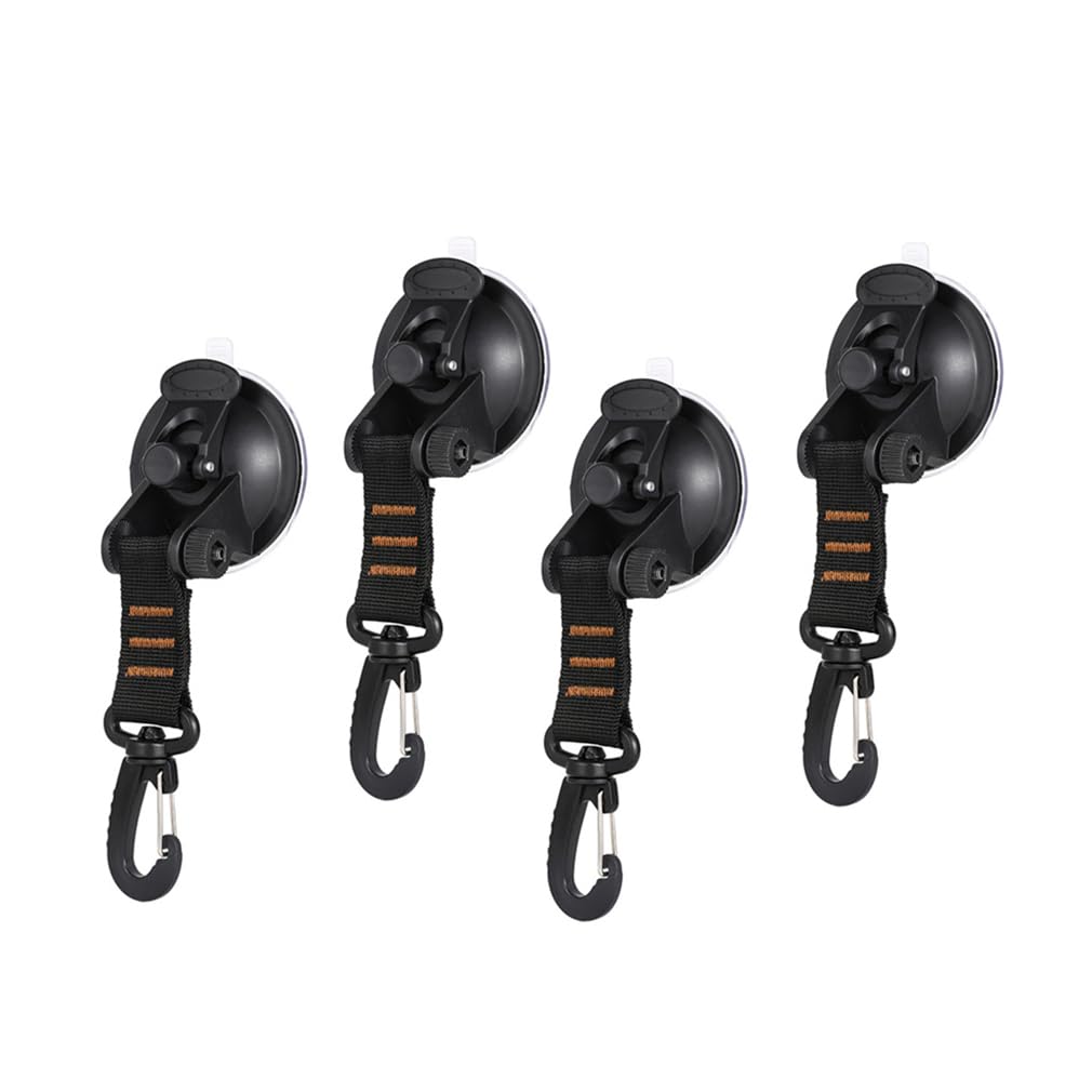 Jhzood Round 4Pcs Car Strong Heavy Duty Suction Cups Anchor, Multipurpose Camping Sucker Cups Hooks, Wall Suckers 360-Degree Rotating Hooks, For Home Outdoor Car Tents Sucker Hook (Round)