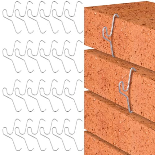 Otoolling 24 Pack Brick Hook Wall Clips Installed Require More Than 1/8' Brick Gap Fits 2-1/4 to...