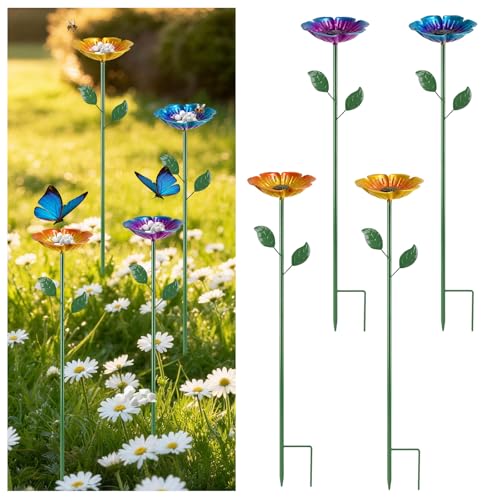 MYMULIKE Bee Watering Station for Garden 4 Pack Bee Bath Cups for Garden Decor Butterfly Feeder to Attract Pollinators as Watering Station