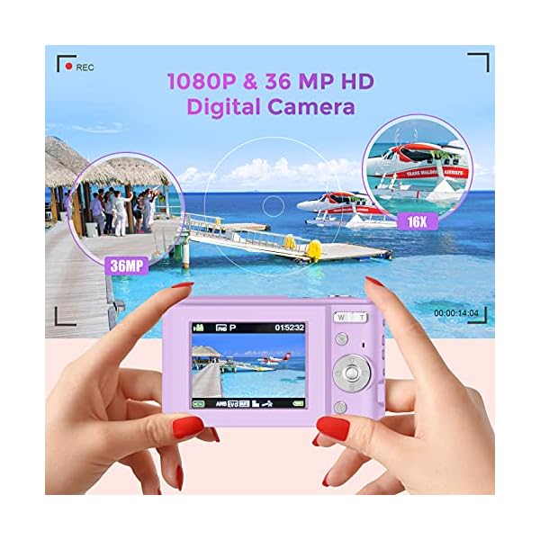 Digitalkamera 1080P FHD 2,4 Zoll Kompaktkamera, 36 Megapixel Fotokamera Mini Digital Camera, 16X Digitalzoom Videokamera… – Bild 3