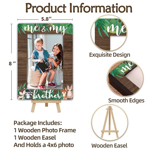 Oxrun Woodland Animals Photo Frame, Me & My Brother Wooden Picture Frame With Easel thumb #1