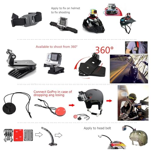 Image of Action Pro Accessories Kit Compatible with GoPro-13 /12 /11 /10 /9 /8 /7 /6 /5 /4 /3+ /Session /SJ4000 /SJ5000 /SJ6 /Xiaomi /Yi-Flotation Handle+Head Strap+Chest Strap Action Camera