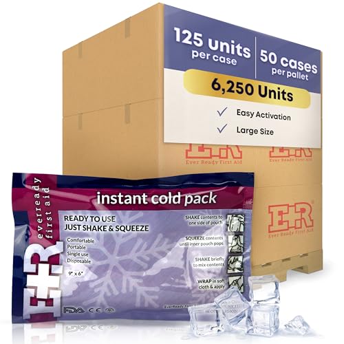 Image of Disposable Cold Compress Therapy Instant Ice Pack for Injuries - Fast-Acting Cold Therapy - 4.5 inch x 7 inch - Pallet of 50 Cases - 125 Pack Per Case (Total 6,250)