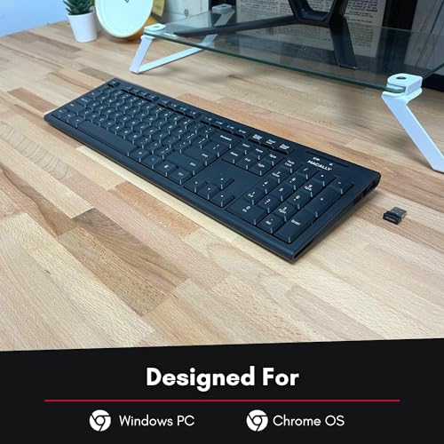 Image of Macally 2.4G Wireless Keyboard - Ergonomic Full Size Computer Keyboard Wireless with Numeric Keypad - USB Keyboard Wireless Compatible with Windows PC Laptop Desktop External Keyboard Cordless