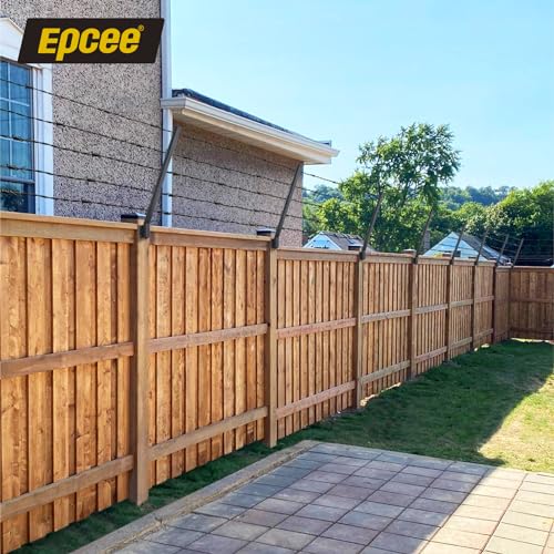 Epcee 4-Pack Angle 25° Fence Post Extender, 31" Fence Barbed Wire Extend Arm,for Outdoor Fences to Increase Height, Protect Privacy and Pets Jumping Off (4, 31in-25°Angles - Wood Post)