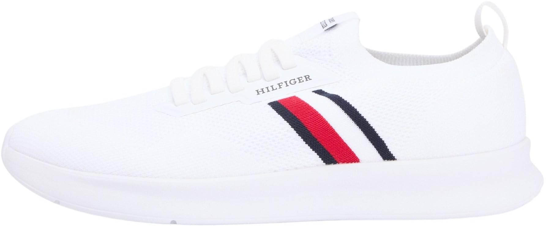 Tommy Hilfiger Men's Lightweight Knitted Runner FM0FM05756 Low Top, White (White), 6.5