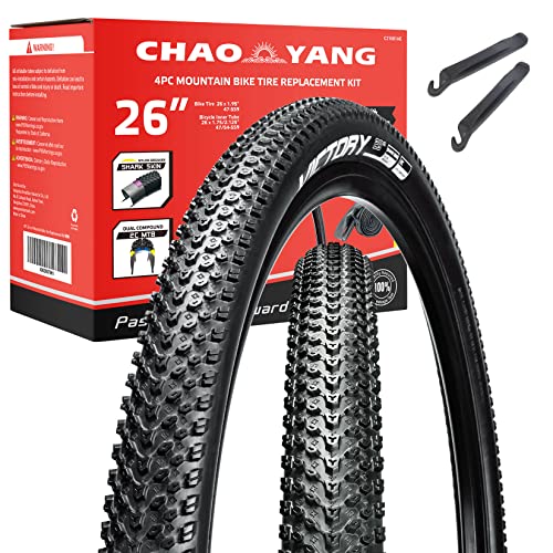 Chao YANG Mountain Bike Tire Replacement Kit, 26’’×1.95, Dual Compound 2C-MTB Tires, Featured with Double Tread Puncture Protection, for On or Of