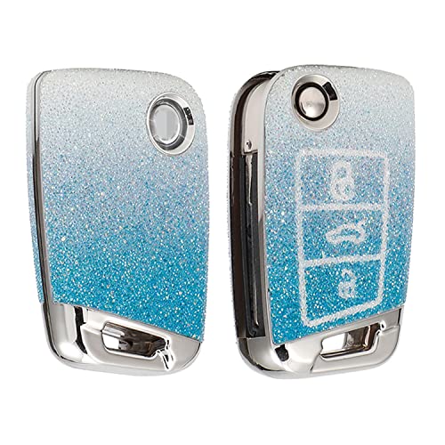 Coque de clé Volkswagen strass diamant de luxe bleu dégradé - 7