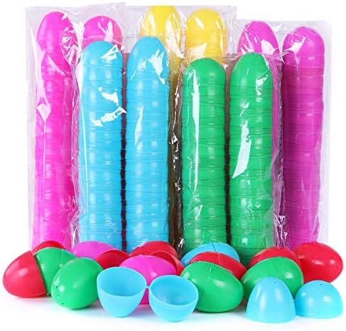 NEWBEA 144 Pcs Plastic Easter Eggs Assortment-2.36" Bright Colors Jumbo Easter Eggs for Filling Specific Treats Perfect for Easter Theme Party Favor, Easter Hunt, Basket Stuffers Fillers