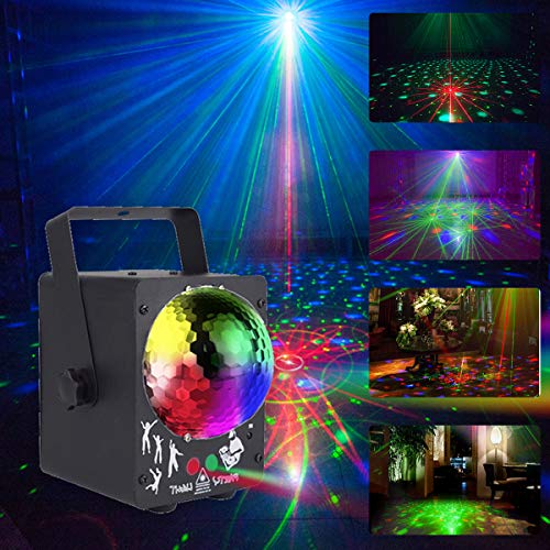 AZIMOM Party Lights Disco Ball Light DJ Stage Light Projector 60Patterns Sound Activated Remote Control Timing Strobe Light for Christmas Halloween Decorations Gift Birthday Wedding Karaoke Bar