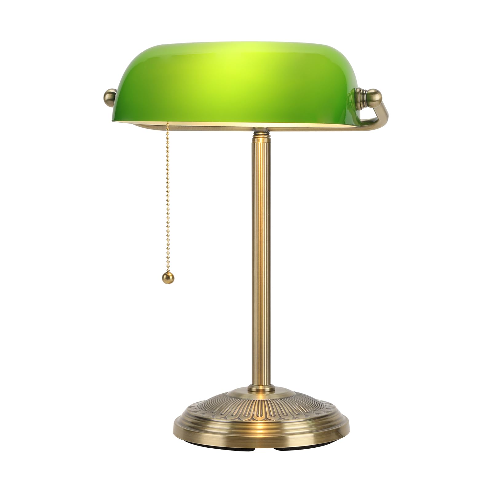 Bankers Lampe, grüne Schreibtischlampe mit Messing-Finish, klassische Tischlampe mit Zugschalter für Zuhause, Büro, Arbeitszimmer (Grün)