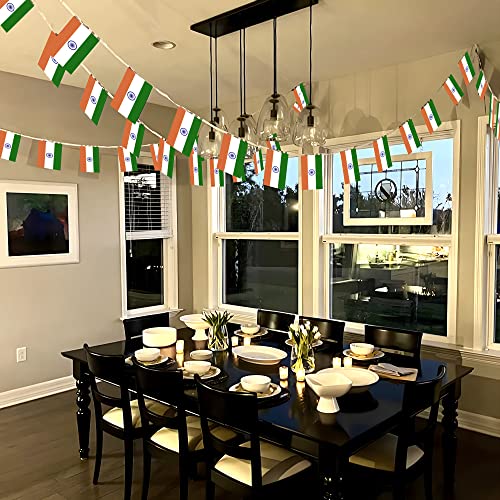 Image of Anley India String Flag Pennant Flags, Patriotic Events 15th of August Indian Independence Day Decoration Sports Bars - 33 Feet 38 Flags