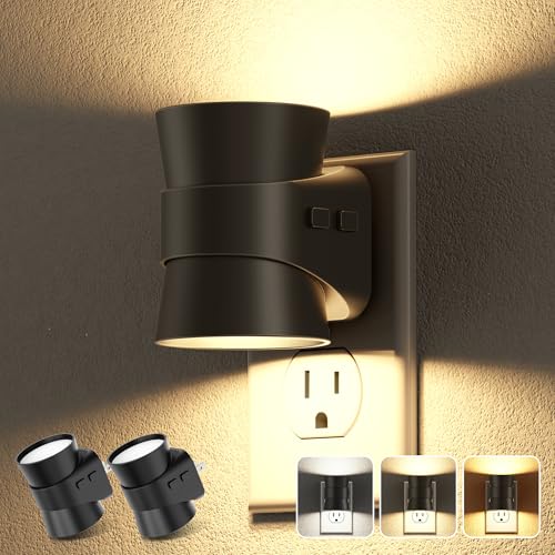Image of JandCase Night Light, Night Lights Plug Into Wall with 3 Color, Dimmable | 2 Pack Dusk to Dawn Sensor Dimmable Nightlight, 3CCT (3000K /4000K /5000K) Adjustable LED Night Light for Bathroom Hallway