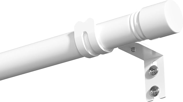 White Curtain Rod, 1 Inch Heavy Duty Blackout Rod for Windows 30 to 60 inch | Spliced curtain rod with adjustable mounting brackets, simple modern style for bedroom, kitchen, living room
