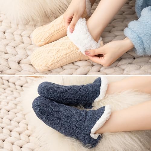 Truecups Fleece Socks, Truecups Thermal Socks, Fleecesox - Fleece-Lined Non-Slip Thermal Slippers Socks, Truecups Indoor Slipper Socks4