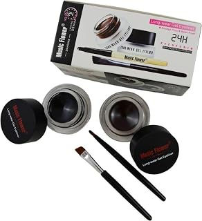 MUSIC FLOWER 24 Black and Brown Gel Eyeliner Set,Waterproof & Smudge Proof Long Lasting Gel With Matte Finish - Set of 2 (... Price In India