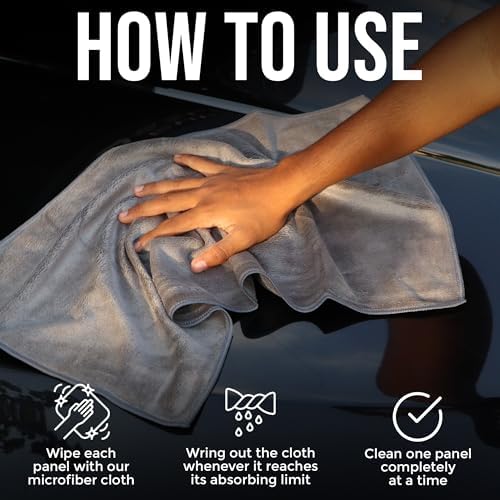 Image of CAR101 Microfiber Cloth - 2Pcs - 60x35 cm - 400 GSM - Grey | Multipurpose | Lint-Free | Superior Softness & High Absorbency | Microfibre Towels for Car, Bike & Household Cleaning