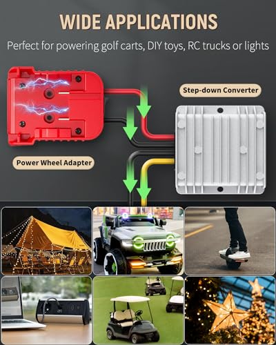 Image of Vibit 18 V to 12 V Step-Down Converter for Milwaukee M18 Battery, DC Power Adapter, Voltage Reducer Transformer 180 W Buck Converter Regulator for Golf Cart RC Car Truck Light & DIY