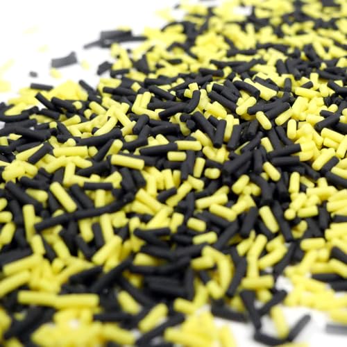 Streuselheld Jimmie`s Schwarz & Gelb 40g Streusel zum Dekorieren und Verzieren von Gebäck aller Art wie Torten Kuchen Keksen Zuckerstreusel