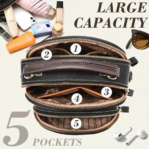 GDSAFS Easiotward Crossbody Bag, Multifunctional Compartments Adjustable Wide Shoulder Strap Leather Crossbody Bag3