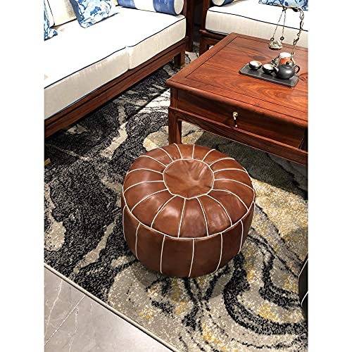 Solution de rangement souple sous forme de grand pouf en cuir marron 58cm