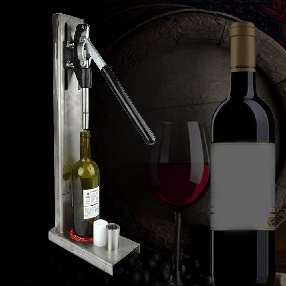 Manual Wine Bottle Cork Machine,Wine Bottle Cork Machine with Stopper Depth Adjustable and Height Adjustable,300 Bottles/Hour Working Efficiency,0.79-0.87 Inch Applicable Cork Diameter